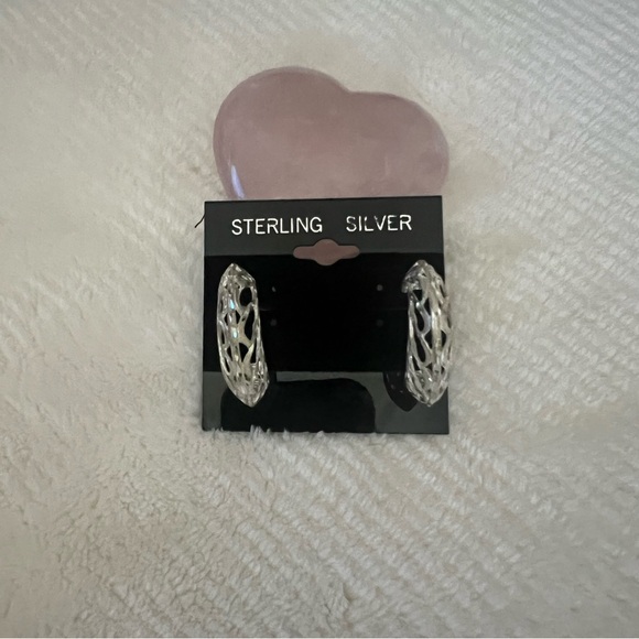 Navajo Sterling M Diamond Cut Hoop Earrings - Picture 3 of 6